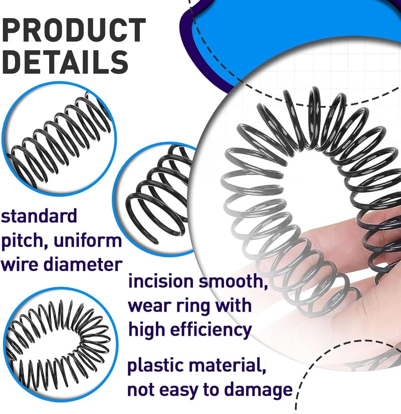 KOTESLLOE 150 Pack Spiral Binding Coils, 4:1 Pitch Plastic Binding Coils Kit, 6 Different Sizes Spiral Coils for Binding 1/4", 5/16", 3/8", 1/2", 5/8", 3/4", Black Binding Spirals - Image 4